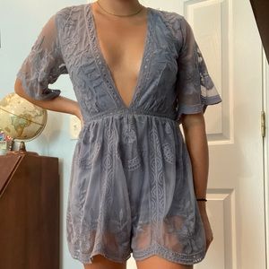 Boho Embroidered Lace Romper
